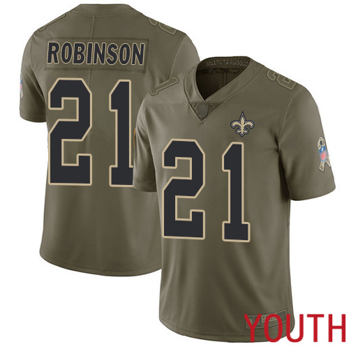 New Orleans Saints Limited Olive Youth Patrick Robinson Jersey NFL Football #21 2017 Salute to Service Jersey->new orleans saints->NFL Jersey